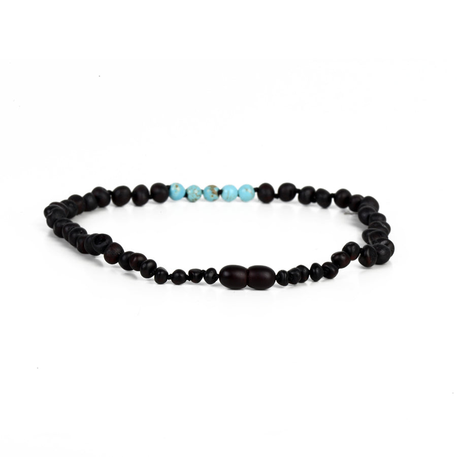 RAW AMBER AND TURQUOISE HOWLITE NECKLACE- KIDS